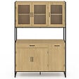 ID MARKET - Buffet de cuisine vitré 120 CM DETROIT meuble vaisselier 6 portes design industriel + tiroir - vignette