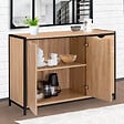 ID MARKET - Buffet bas 110 cm DETROIT avec placards et tiroirs design industriel - vignette