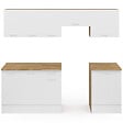 ID MARKET - Cuisine complète 240 cm SUBTIL avec plan de travail 7 éléments bois et blanc - vignette