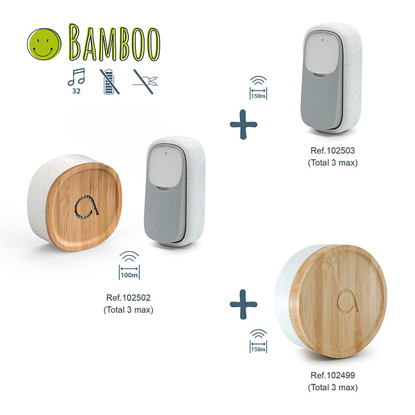 AVIDSEN - Carillon USB sans fil sans pile Bamboo - Avidsen - 102502 - - large