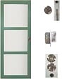 GD MENUISERIES - Porte Coulissante Vert Sauge RAL 6021 Vitrée H204 x L73 cm, Galandage, kit de finition - vignette