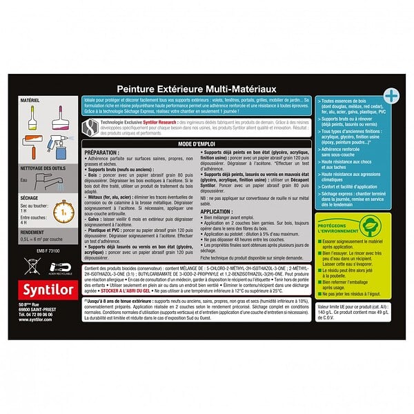 CENTRALE BRICO - Peinture multimatériau extérieur SYNTILOR vert basque satiné 0.5 l - large