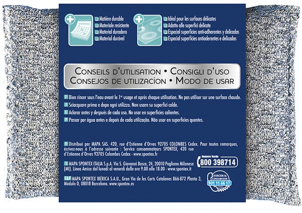 CENTRALE BRICO - Tampon à récurer vitrocéramique fibre abrasive SPONTEX EXPERT X 2 - large
