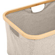 5 FIVE SIMPLY SMART - Panier à linge pliable 54L en Bambou et tissu Gris Beige - vignette