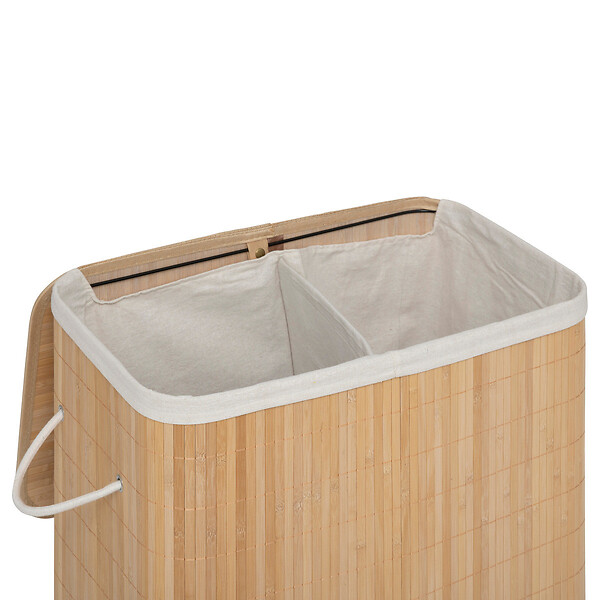 5 FIVE SIMPLY SMART - Panier à linge en Bambou 100L avec 2 bacs de tri H 63 cm - large