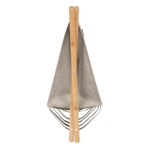 5 FIVE SIMPLY SMART - Panier à linge pliable 50L en Bambou et tissu Gris Beige - large
