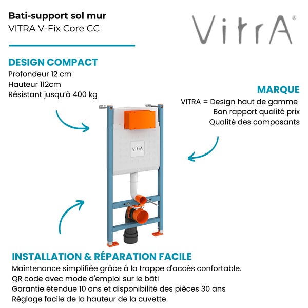 VITRA - Vitra  V-Fix Core bâti support pour WC, 1.12 M (732-5800-01) - large