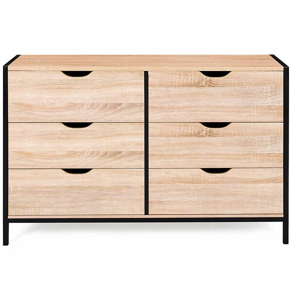 ID MARKET - Commode 6 tiroirs DETROIT XXL 140 cm design industriel - large