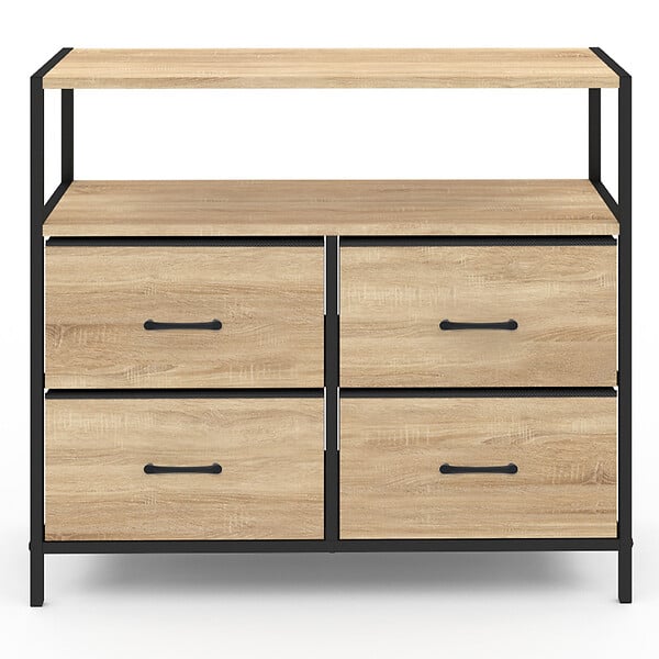 ID MARKET - Commode 4 tiroirs en tissu UTAH 80 cm meuble de rangement design industriel - large