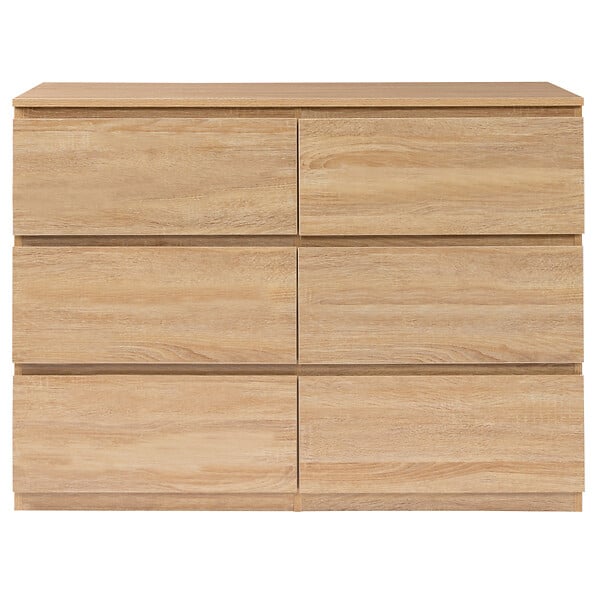 ID MARKET - Commode 6 tiroirs TOMI 110 cm bois façon hêtre - large