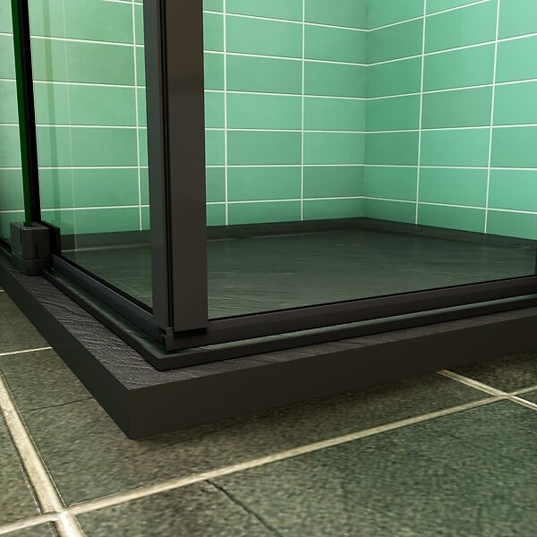 AICA SANITAIRE - AICA cabine de douche Noire 90x90x195cm cabine de douche battante l'accès d'angle en 8mm verre anticalcaire - large