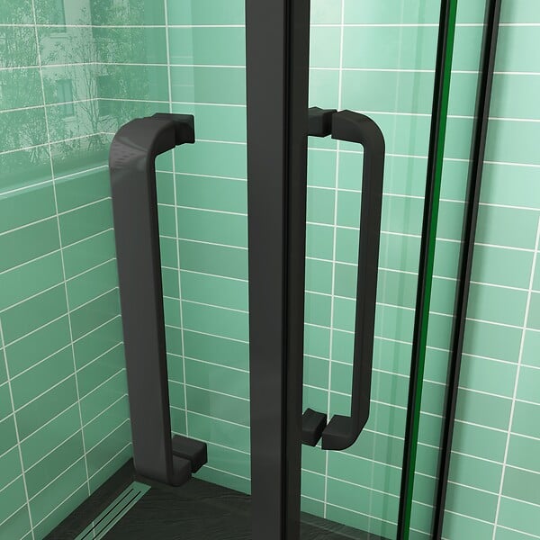 AICA SANITAIRE - AICA cabine de douche Noire 90x90x195cm cabine de douche battante l'accès d'angle en 8mm verre anticalcaire - large