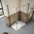 AICA SANITAIRE - Cabine de douche coulissante 110x70x195cm, porte de douche 110cm + paroi latérale, verre 8mm anticalcaire - vignette