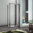 AICA SANITAIRE - AICA cabine de douche pliante 100x80x185cm, porte de douche pliante 100cm avec une paroi de douche fixe, verre de sécurité et transparent - vignette