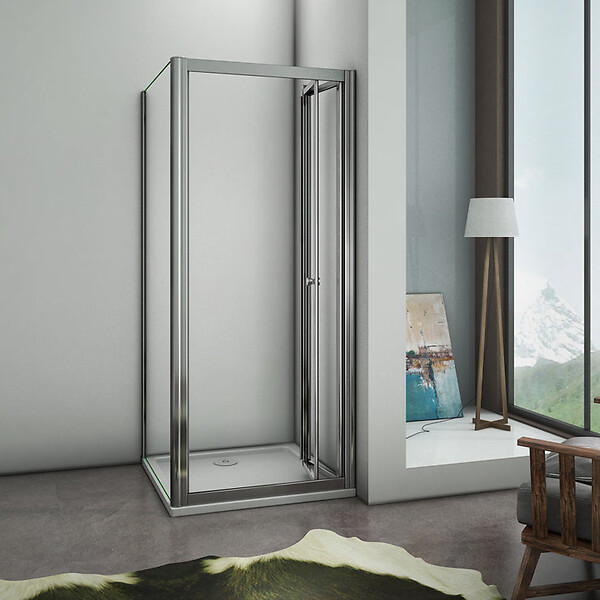 AICA SANITAIRE - AICA cabine de douche pliante 100x80x185cm, porte de douche pliante 100cm avec une paroi de douche fixe, verre de sécurité et transparent - large