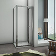 AICA SANITAIRE - AICA cabine de douche pliante 100x80x185cm, porte de douche pliante 100cm avec une paroi de douche fixe, verre de sécurité et transparent - vignette