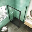AICA SANITAIRE - AICA cabine de douche coulissante 120x90x195cm porte de douche avec l'amortisseur 120cm cabine de douche Noire en 8mm verre anticalcaire - vignette