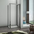 AICA SANITAIRE - AICA cabine de douche pliante 90x90x185cm, porte de douche pliante 90cm avec une paroi de douche fixe, verre de sécurité et transparent - vignette