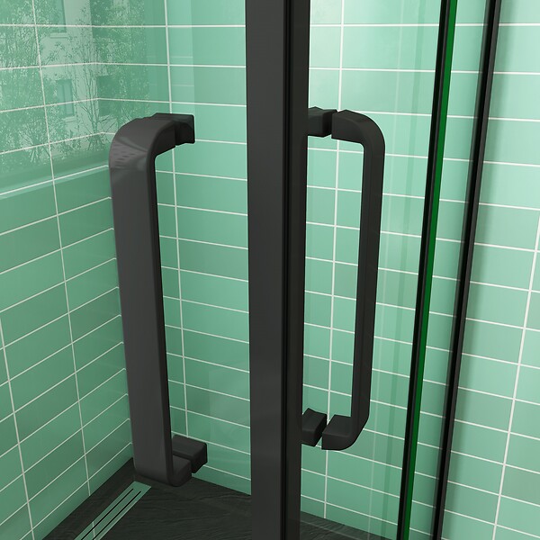 AICA SANITAIRE - AICA cabine de douche Noire 80x80x195cm cabine de douche battante l'accès d'angle en 8mm verre anticalcaire - large