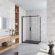 AICA SANITAIRE - AICA cabine de douche coulissante 100x80x200cm porte de douche + paroi latérale Hauteur 200cm En 8mm verre anticalcaire profilé noir mat - vignette