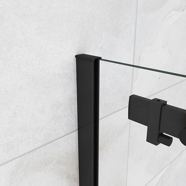 AICA SANITAIRE - AICA cabine de douche coulissante 100x90x200cm porte de douche + paroi latérale Hauteur 200cm En 8mm verre anticalcaire profilé noir mat - large