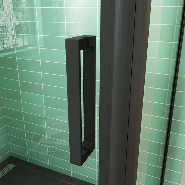 AICA SANITAIRE - AICA cabine de douche coulissante 140x80x195cm porte de douche avec l'amortisseur 140cm cabine de douche Noire en 8mm verre anticalcaire - large