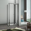 AICA SANITAIRE - AICA cabine de douche pliante 80x80x185cm, porte de douche pliante 80cm avec une paroi de douche fixe, verre de sécurité et transparent - vignette