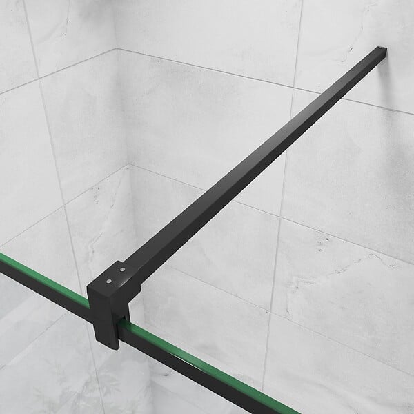 AICA SANITAIRE - AICA paroi de douche noire 100x200cm paroi de douche à l'italienne en 8mm verre anticalcaire avec barre de fixation noire 90cm en carré - large