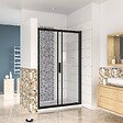 AICA SANITAIRE - AICA porte de douche noire 140x195cm porte de douche avec l'amortisseur porte de douche coulissante en 8mm verre anticalcaire - vignette