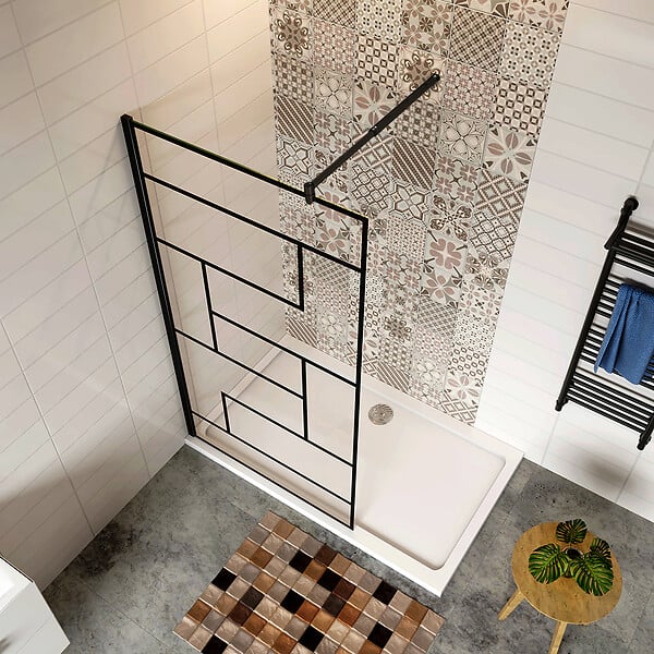 AICA SANITAIRE - Aica Paroi De Douche 140x200cm Paroi De Douche à L'italienne En 8mm Verre Anticalcaire Style Moderne Avec Barre De Fixation Extensible Noire 70-120cm - large