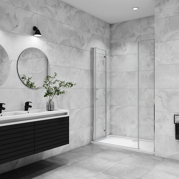 AICA SANITAIRE - AICA porte de douche pivotante 100x195cm porte de douche pliante avec un élément fixe en 6mm verre anticalcaire - large
