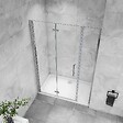 AICA SANITAIRE - AICA porte de douche pivotante 100x195cm porte de douche pliante avec un élément fixe en 6mm verre anticalcaire - vignette