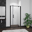 AICA SANITAIRE - AICA porte de douche noire 80x185cm porte de douche pivotante à 180° en 6mm verre de sécurité Installation en niche - vignette