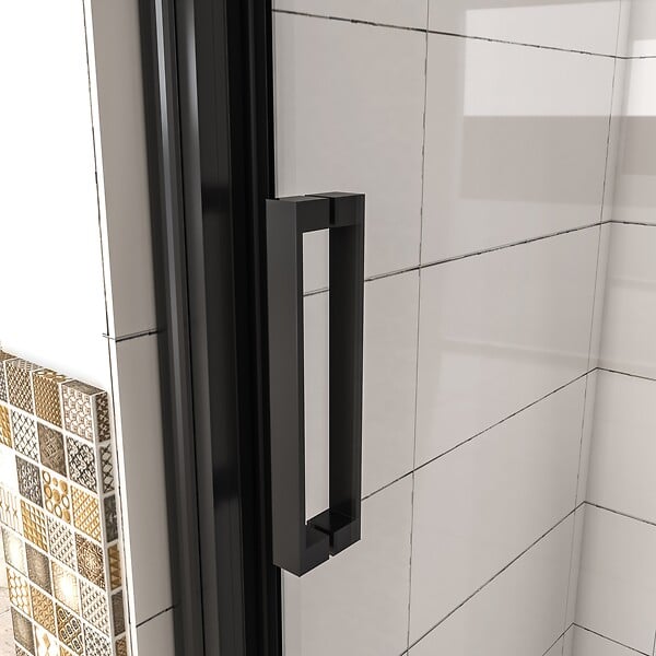 AICA SANITAIRE - AICA porte de douche noire 100x195cm porte de douche avec l'amortisseur porte de douche coulissante en 8mm verre anticalcaire - large