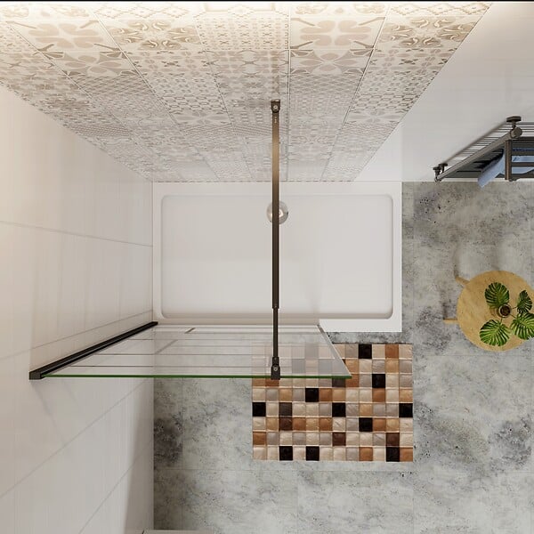 AICA SANITAIRE - Aica Paroi De Douche 90x200cm Paroi De Douche à L'italienne En 8mm Verre Anticalcaire Style Moderne avec barre de fixation extensible noire 73-120cm - large