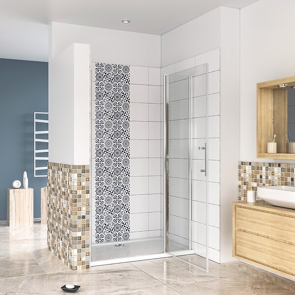 AICA SANITAIRE - AICA Porte de douche pivotante en 6mm verre securit anticalcaire porte de douche 110cm avec 1 élément fixe Hauteur 187cm - large