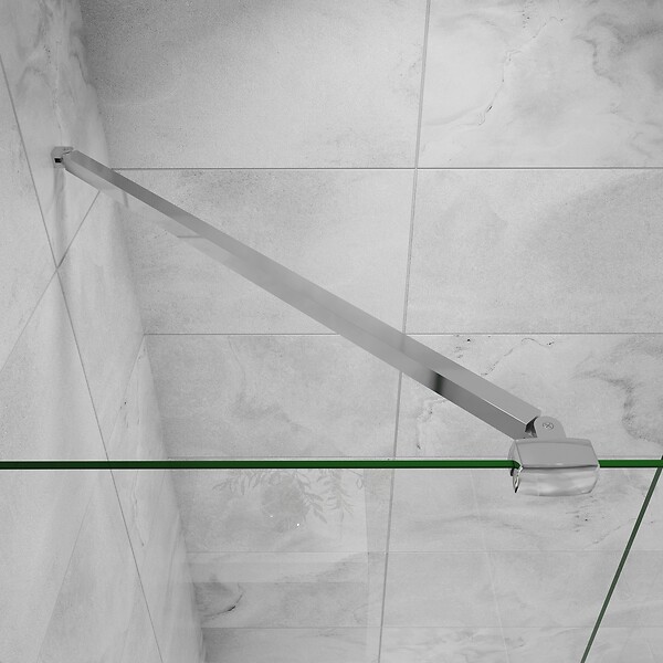 AICA SANITAIRE - Paroi de douche 120x200cm verre 10mm avec barre de fixation 90cm Pince renforcée, AICA paroi de douche à l'italienne en verre securit anticalcaire - large