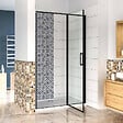 AICA SANITAIRE - AICA porte de douche pivotante 120x185cm porte de douche noire en 6mm verre anticalcaire installation en niche - vignette