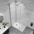 AICA SANITAIRE - Paroi de douche 80x200cm verre 10mm avec barre de fixation 90cm Pince renforcée, AICA paroi de douche à l'italienne en verre securit anticalcaire - vignette