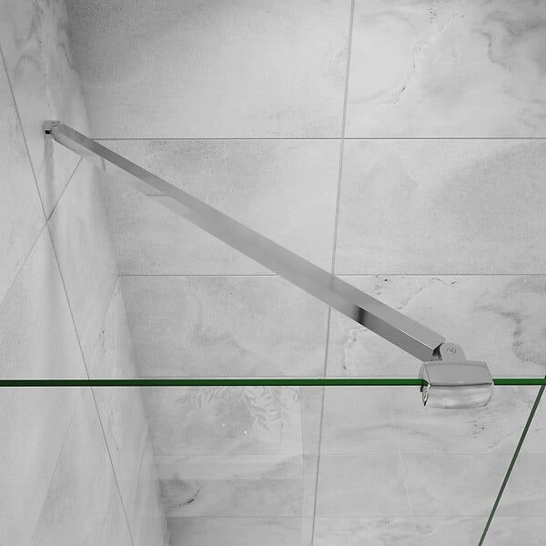 AICA SANITAIRE - Paroi de douche 80x200cm verre 10mm avec barre de fixation 90cm Pince renforcée, AICA paroi de douche à l'italienne en verre securit anticalcaire - large