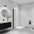 AICA SANITAIRE - Paroi de douche italienne pivotante 45x200cm, AICA paroi de douche retour pivotant mural en verre 8mm anticalcaire, profilé noir mat - vignette