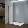 AICA SANITAIRE - Paroi de douche avec retour pivotant 100+40x200cm, charnières, AICA paroi de douche à l'italienne en verre anticalcaire avec barre de fixation 140cm en carré - vignette