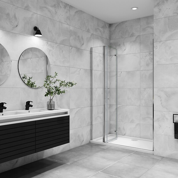 AICA SANITAIRE - AICA porte de douche pivotante 110x185cm en 6mm verre anticalcaire porte de douche pliante avec un élément fixe - large