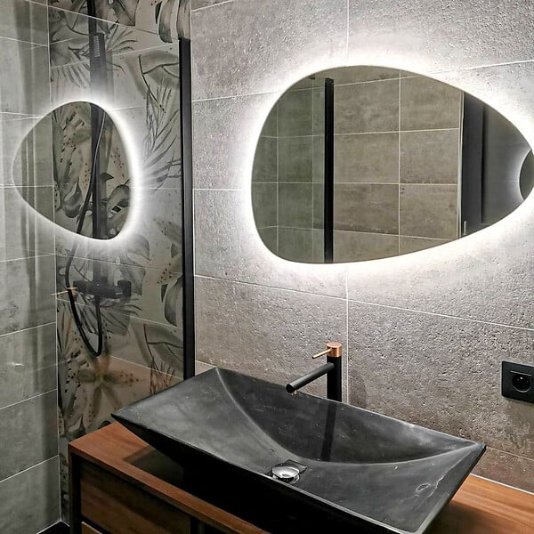 ESSEBAGNO - Envol mitigeur lavabo haut noir et or rose - large