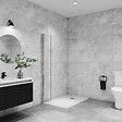 AICA SANITAIRE - Paroi de douche italienne pivotante 45x200cm, AICA paroi de douche retour pivotant mural en verre 8mm anticalcaire, profilé chromé - vignette
