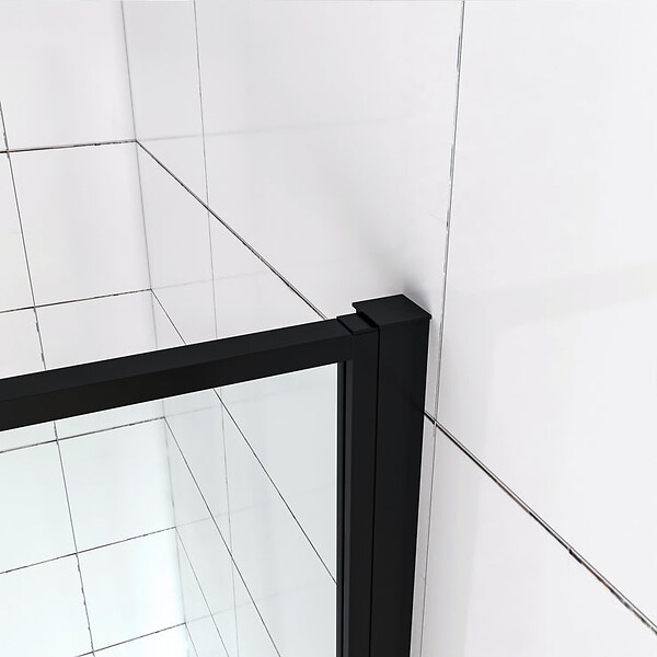 AICA SANITAIRE - AICA porte de douche pivotante 90x185cm porte de douche noire en 6mm verre anticalcaire installation en niche - large