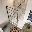 AICA SANITAIRE - AICA paroi de douche 100x200cm paroi de douche à l'italienne en 8mm verre anticalcaire style moderne avec barre de fixation noire carrée 90cm - vignette