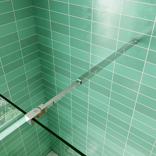 AICA SANITAIRE - AICA paroi de douche 60x200cm avec retour pivotant 50x200cm en 8mm verre securit, paroi de douche à l'italienne avec une barre de fixation 73-120cm - large