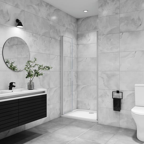 AICA SANITAIRE - AICA porte de douche battante 110x180cm profilé blanc en 5mm verre anticalcaire porte de douche Hauteur 180cm Installation en niche - large