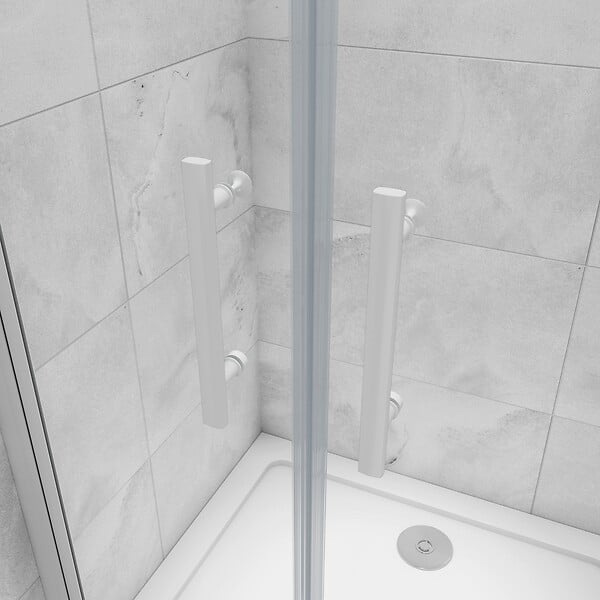 AICA SANITAIRE - AICA porte de douche battante 110x180cm profilé blanc en 5mm verre anticalcaire porte de douche Hauteur 180cm Installation en niche - large